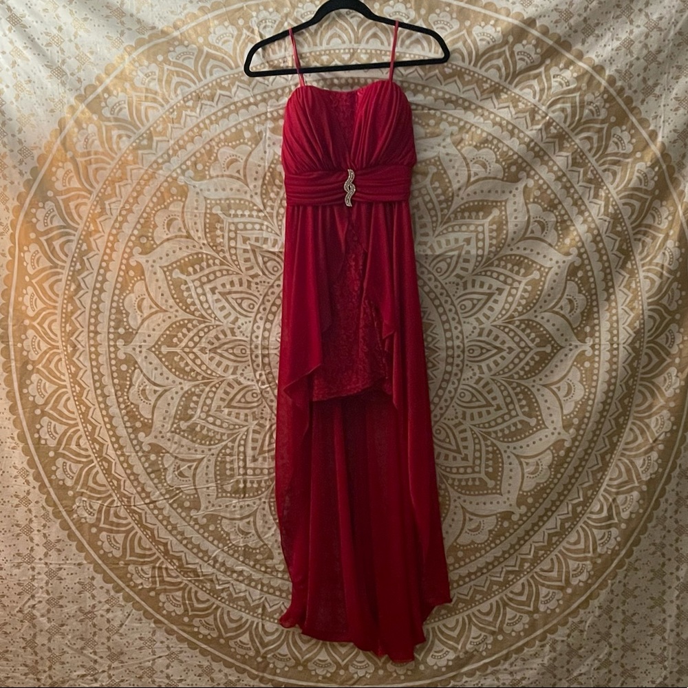 Strapless high low red prom dress size M ❤️ - Picture 10 of 13